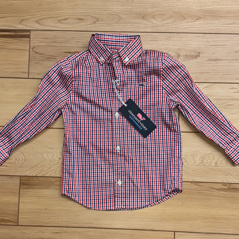 Vineyard‎ and Vines 2T Checkered Shirt - Red and Blue NWT